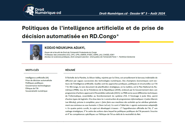 Politiques de l’intelligence artificielle et de prise de décision automatisée en RD.Congo