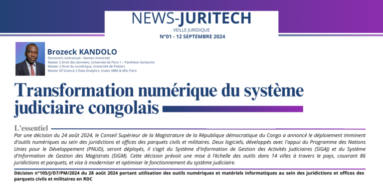 Transformation numérique du système judiciaire congolais